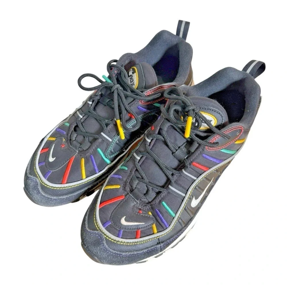 Nike Air Max 98 Womens 9 Pre-Owned Sneakers Black Multi Color BHM CI1901-023